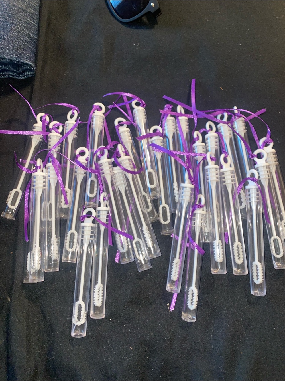 Party Bubble Wands with Purple Ribbon - (bubbles not included)